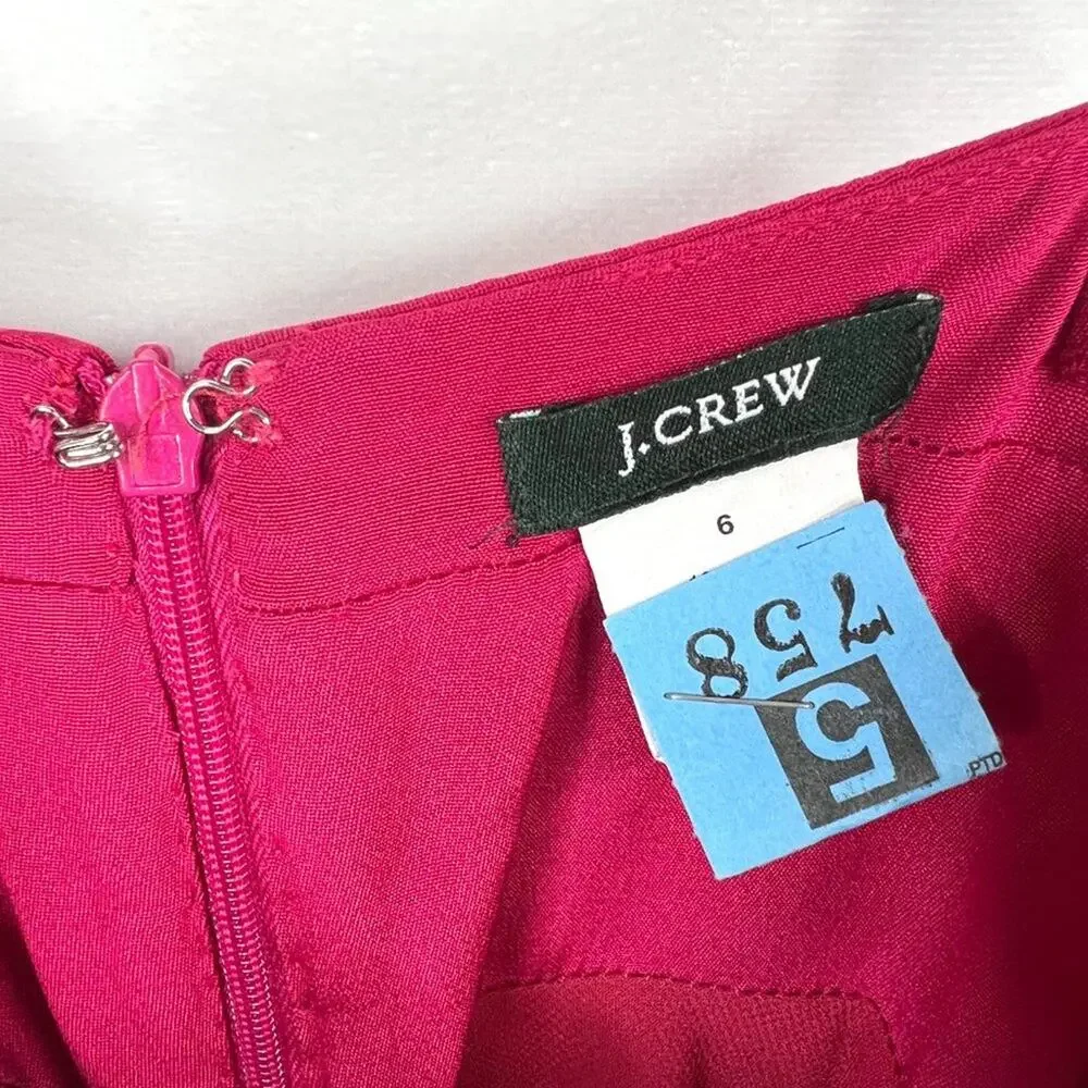 J. Crew Fuchsia 100% Silk Party Dress Size 6